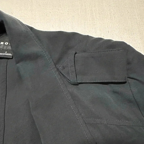 Trouve Nordstrom Open Front Blazer Jacket Ruffle Pockets Roll Tab Small - Picture 6 of 7